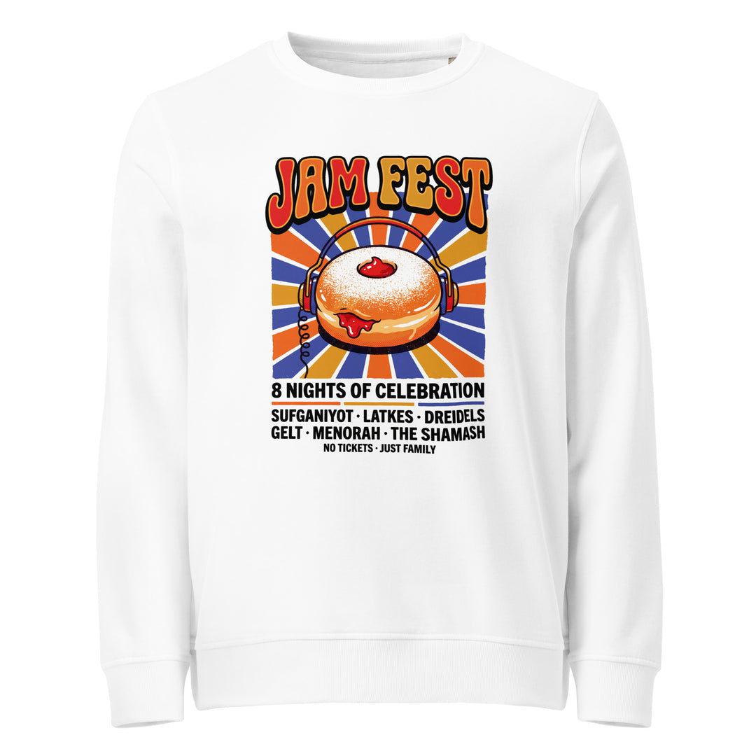 Jam Fest 8 Nights Jewish pride organic sweatshirt in White - flat lay