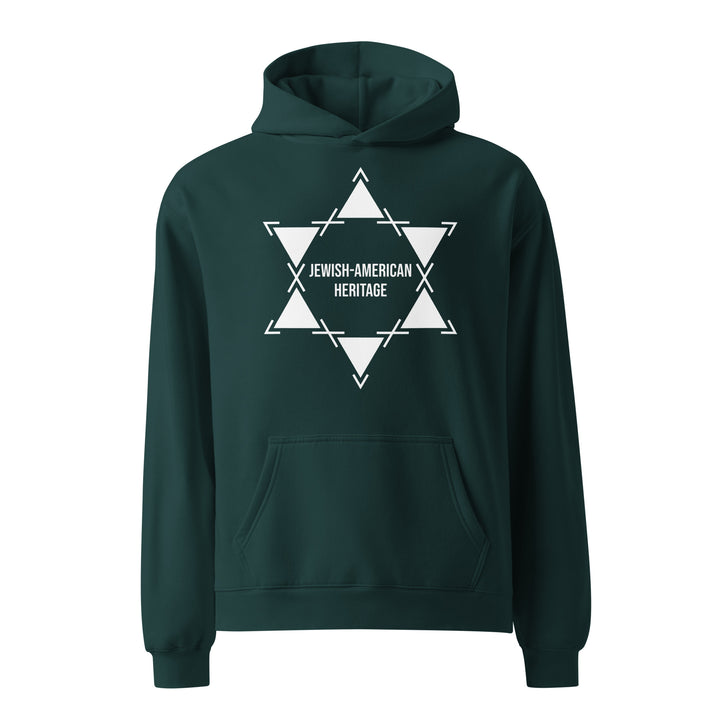 Jewish American Heritage Jewish pride hoodie in Pine Green - detail view