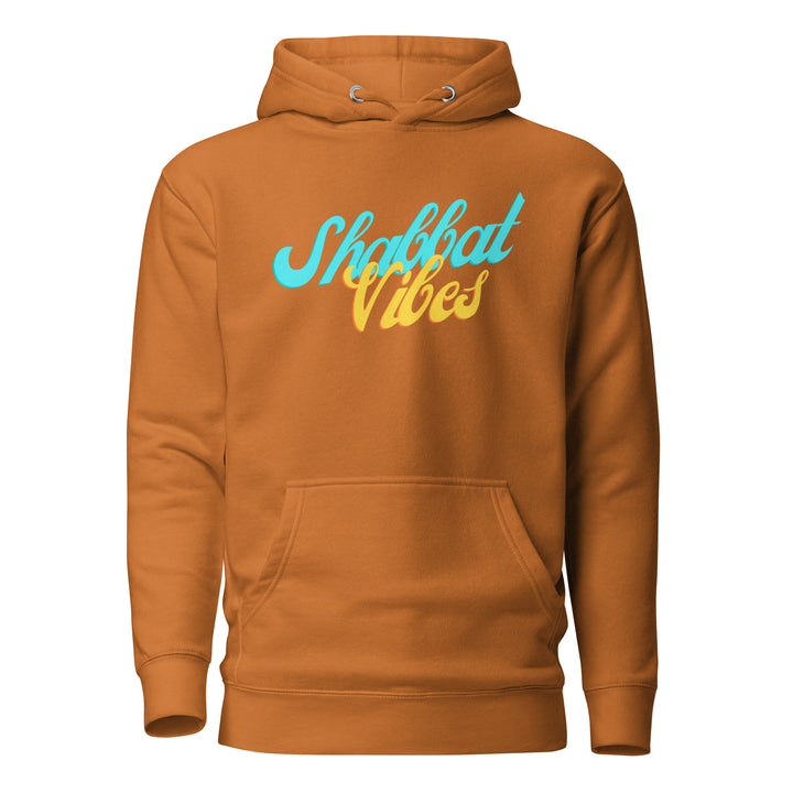 Shabbat Vibes Jewish pride hoodie in Adobe - folded view