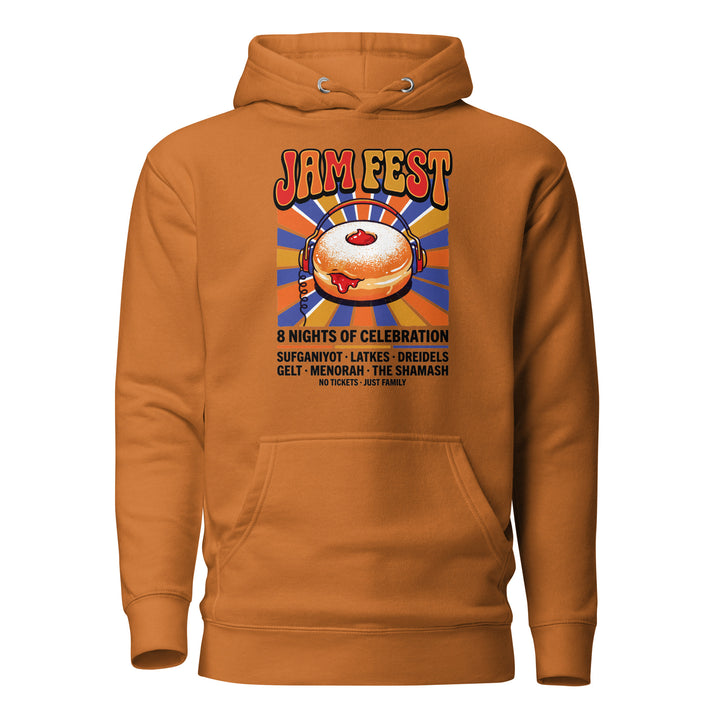 Jam Fest 8 Nights Jewish pride hoodie in Adobe - front view