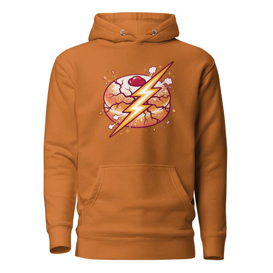 Sufganiyah Lightning Jewish pride hoodie in Adobe - side view