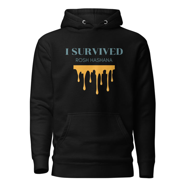 I Survived Rosh HaShana Jewish pride hoodie in Black - front view