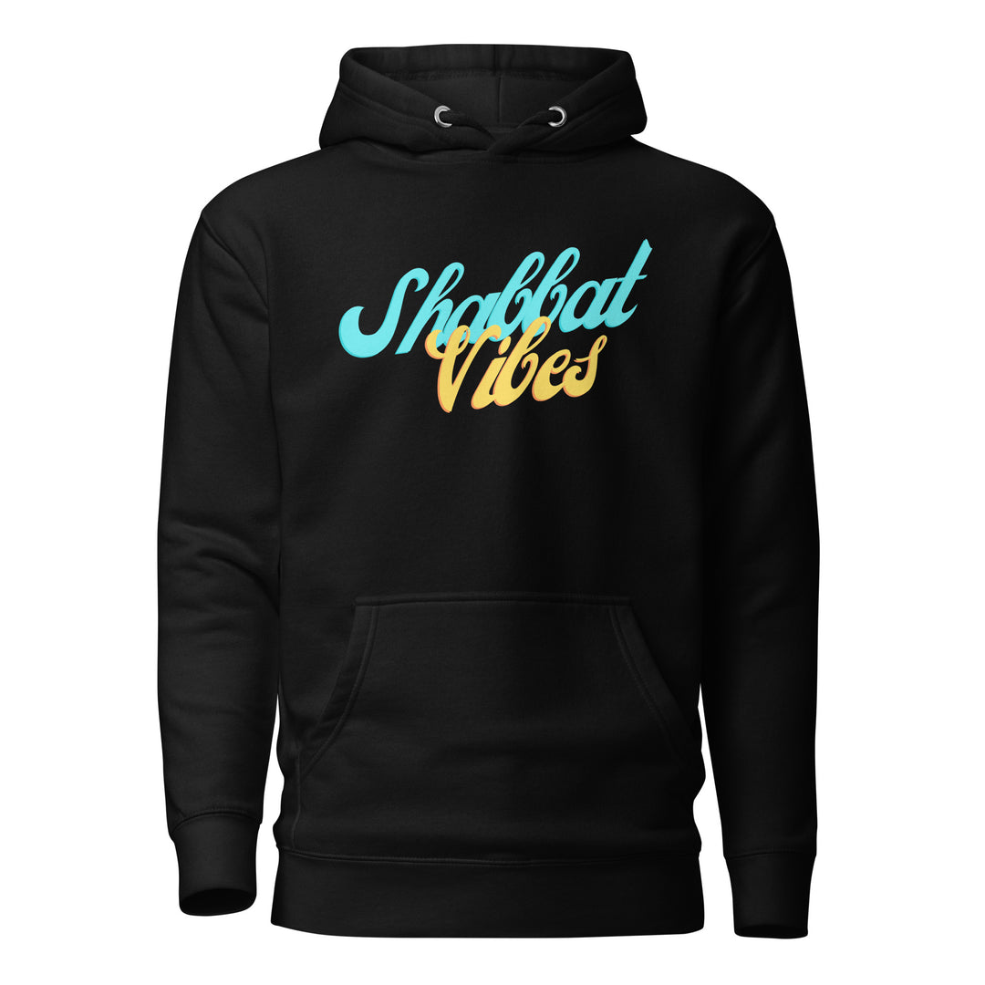 Shabbat Vibes Jewish pride hoodie in Black - front view