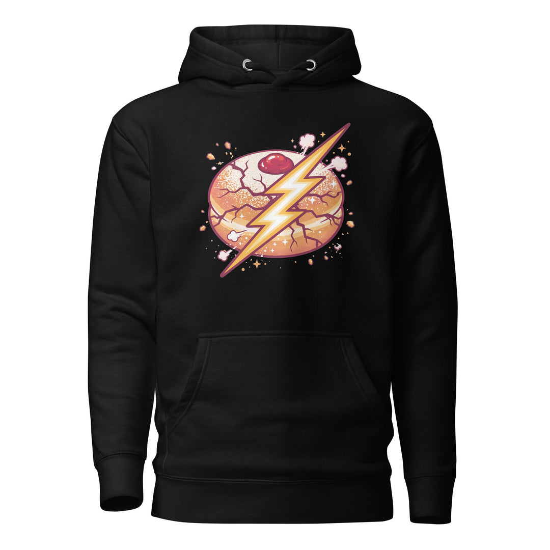 Sufganiyah Lightning Jewish pride hoodie in Black - front view