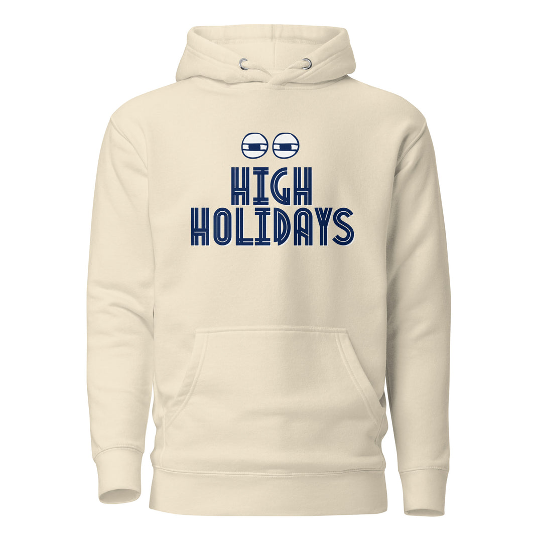 High Holidays Jewish pride hoodie in Bone - side view