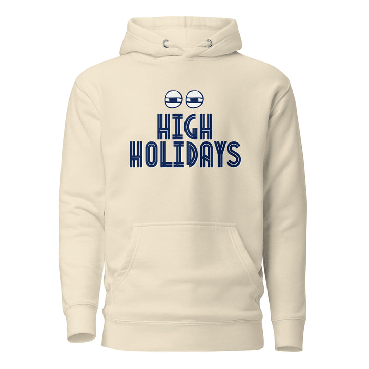 High Holidays Jewish pride hoodie in Bone - side view