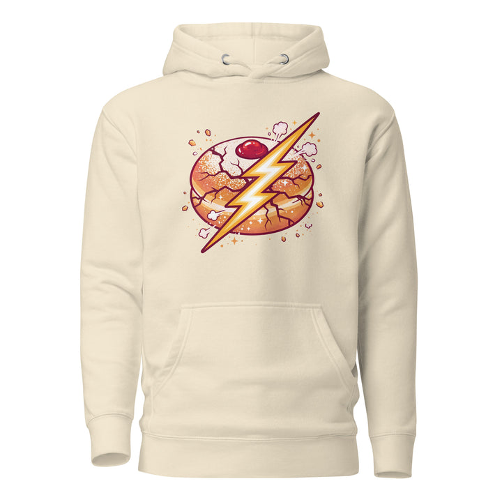Sufganiyah Lightning Jewish pride hoodie in Bone - flat lay