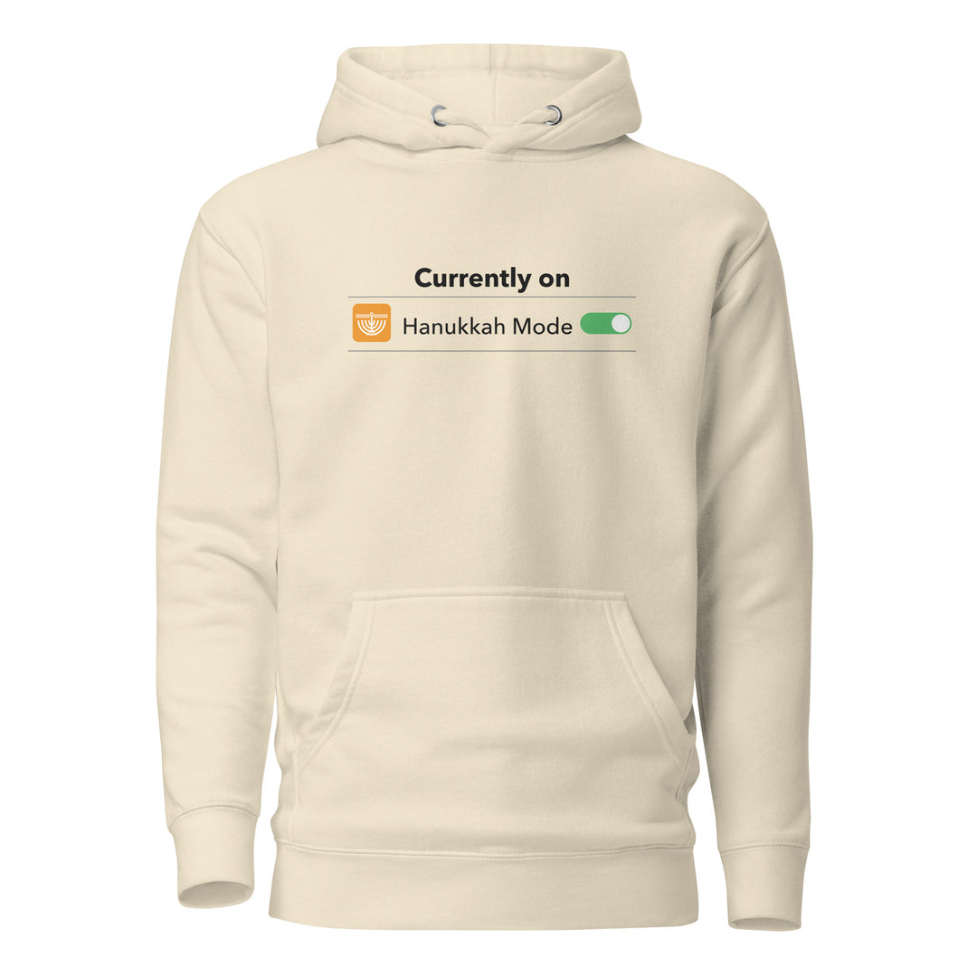 Hanukkah Mode Jewish pride hoodie in Bone - lifestyle shot