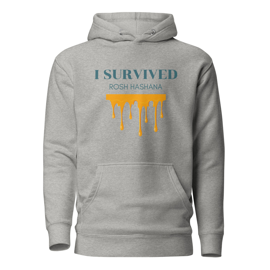 I Survived Rosh HaShana Jewish pride hoodie in Carbon Grey - front view