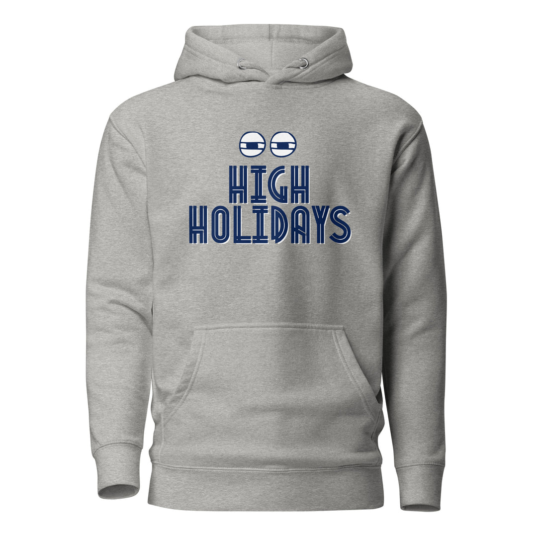 High Holidays Jewish pride hoodie in Carbon Grey - close-up