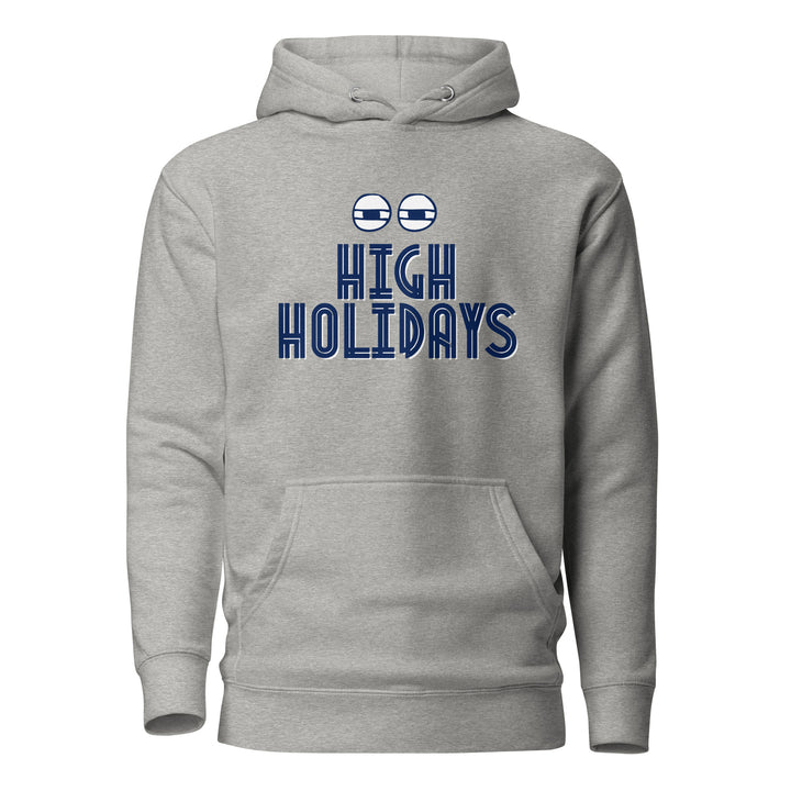 High Holidays Jewish pride hoodie in Carbon Grey - close-up