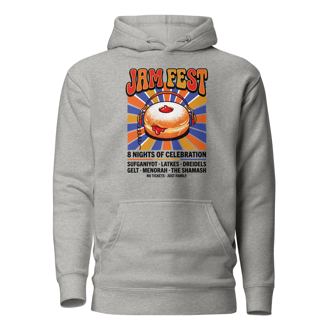 Jam Fest 8 Nights Jewish pride hoodie in Carbon Grey - front view