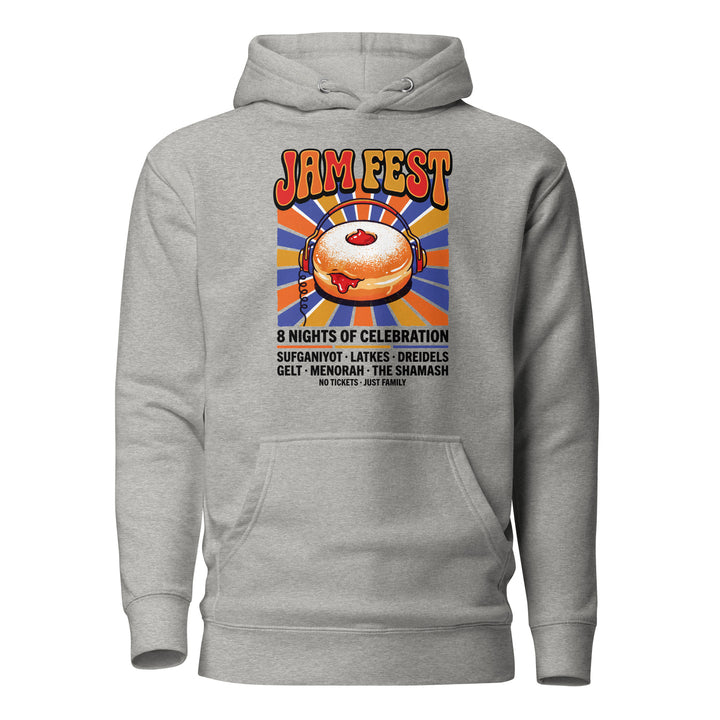 Jam Fest 8 Nights Jewish pride hoodie in Carbon Grey - front view