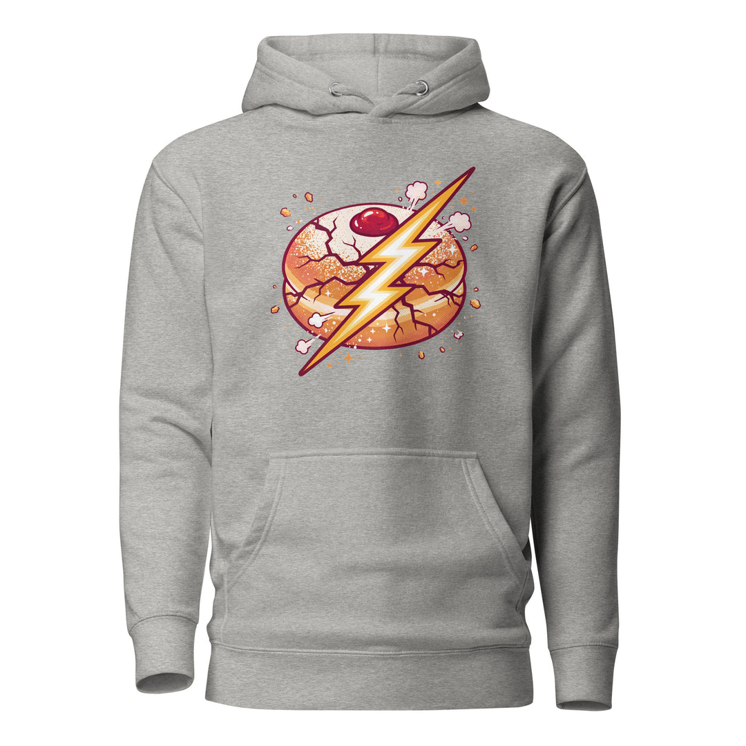 Sufganiyah Lightning Jewish pride hoodie in Carbon Grey - back view