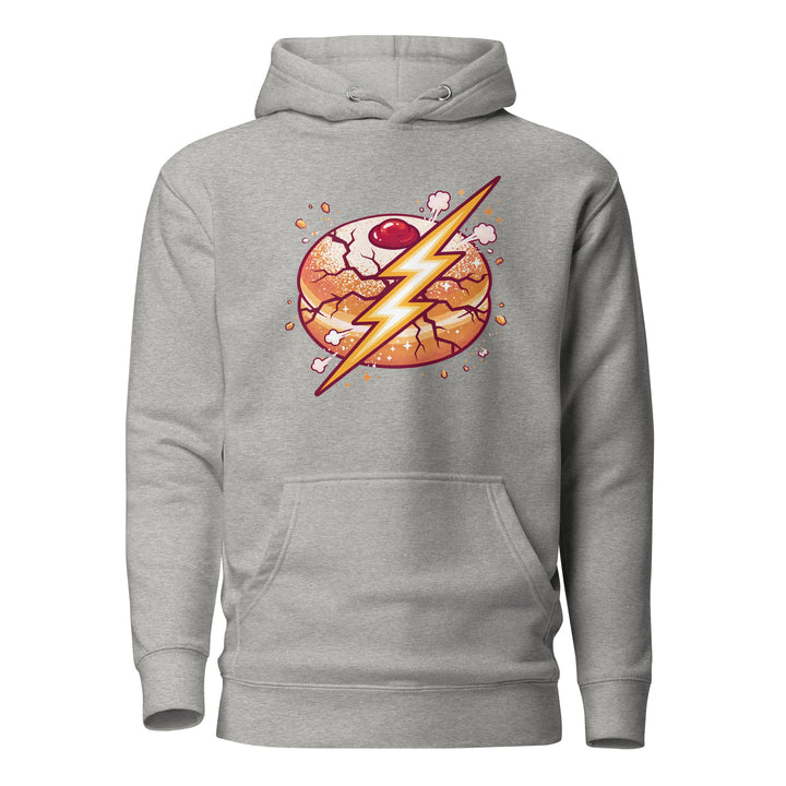 Sufganiyah Lightning Jewish pride hoodie in Carbon Grey - back view