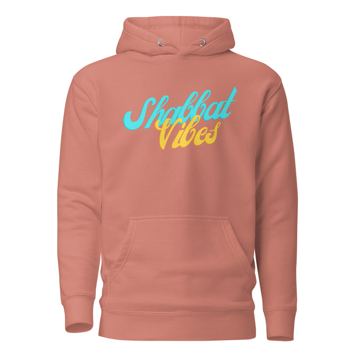 Shabbat Vibes Jewish pride hoodie in Dusty Rose - front view