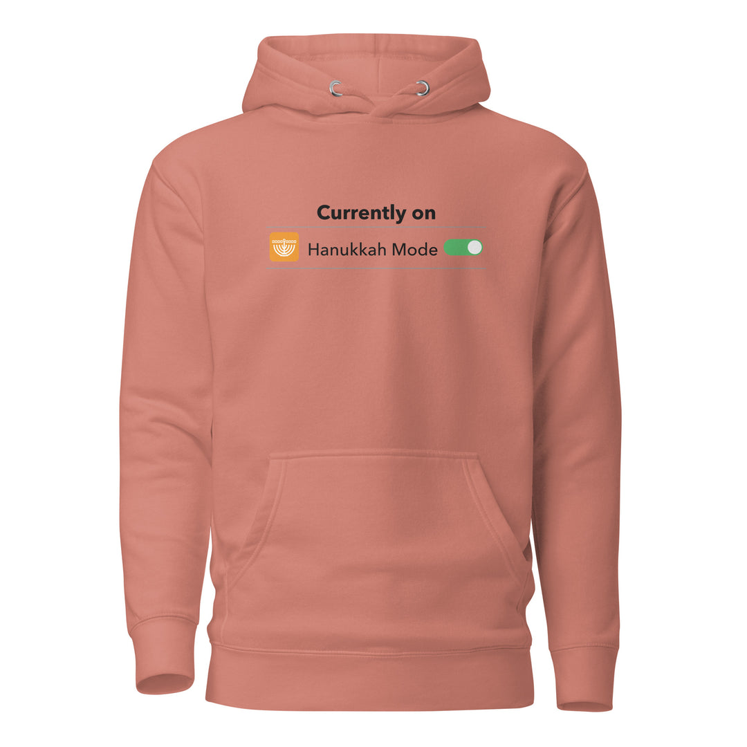 Hanukkah Mode Jewish pride hoodie in Dusty Rose - side view