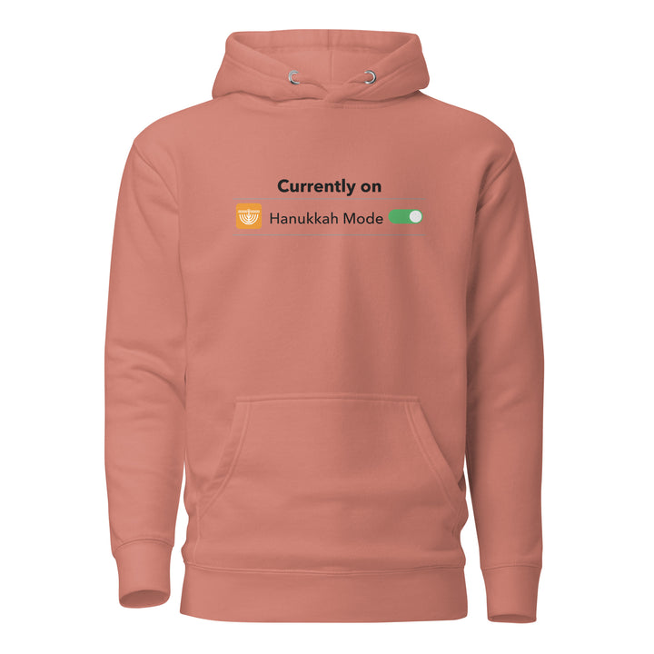 Hanukkah Mode Jewish pride hoodie in Dusty Rose - side view