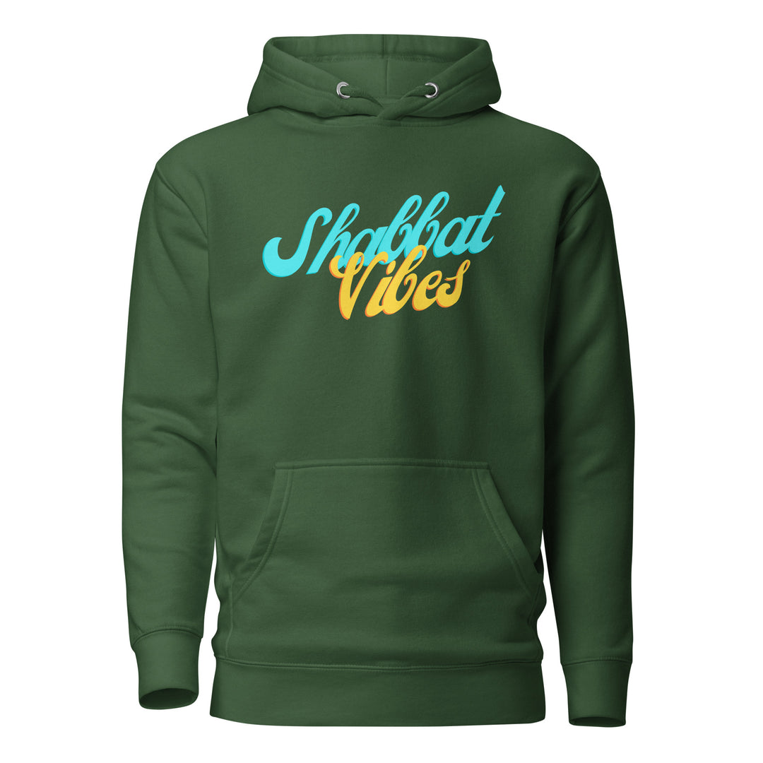 Shabbat Vibes Jewish pride hoodie in Forest Green - flat lay