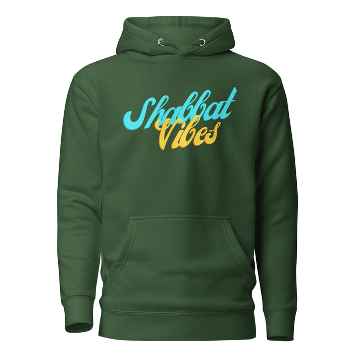 Shabbat Vibes Jewish pride hoodie in Forest Green - flat lay