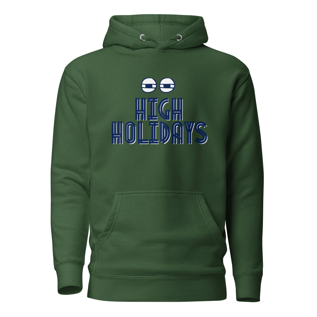 High Holidays Jewish pride hoodie in Forest Green - side view