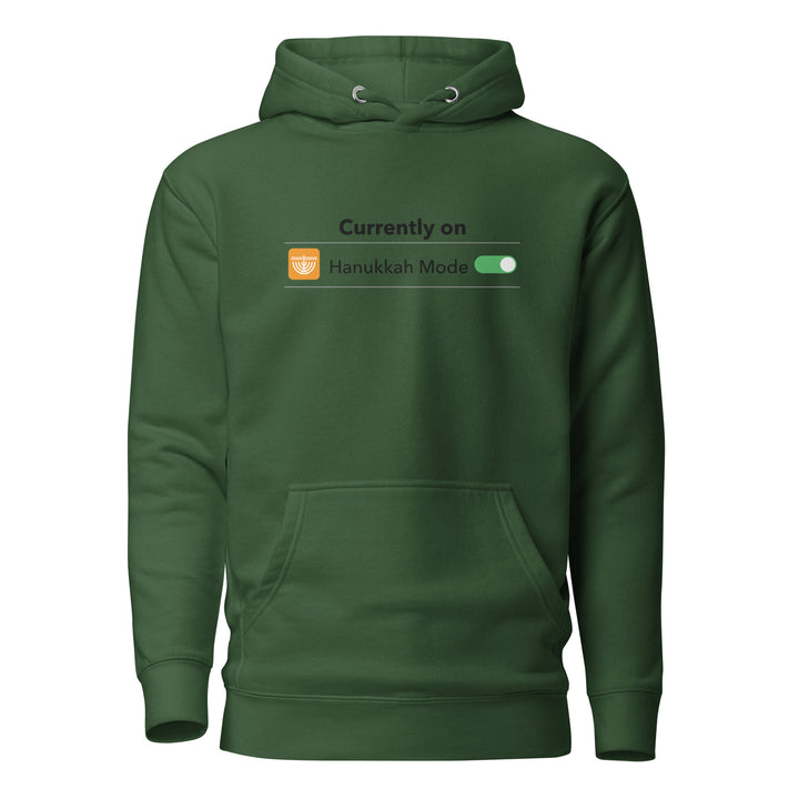Hanukkah Mode Jewish pride hoodie in Forest Green - detail view