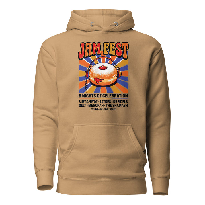 Jam Fest 8 Nights Jewish pride hoodie in Khaki - side view