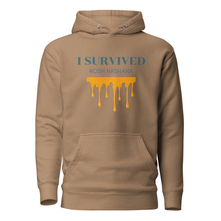 I Survived Rosh HaShana Jewish pride hoodie in Latte - side view