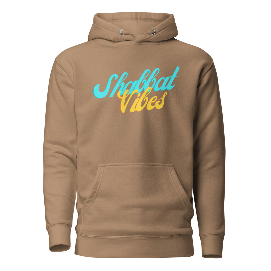 Shabbat Vibes Jewish pride hoodie in Latte - back view
