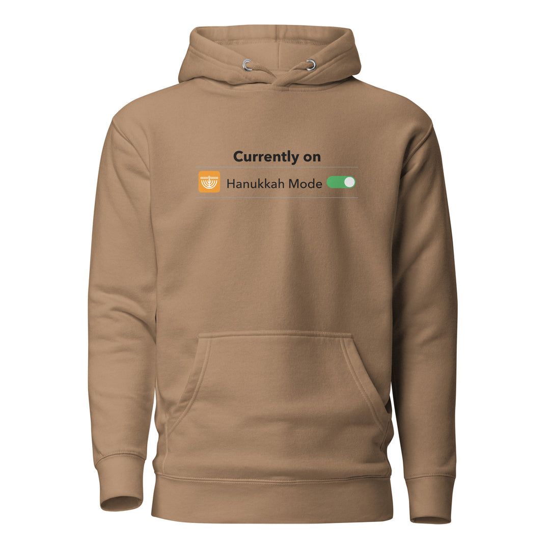 Hanukkah Mode Jewish pride hoodie in Latte - folded view