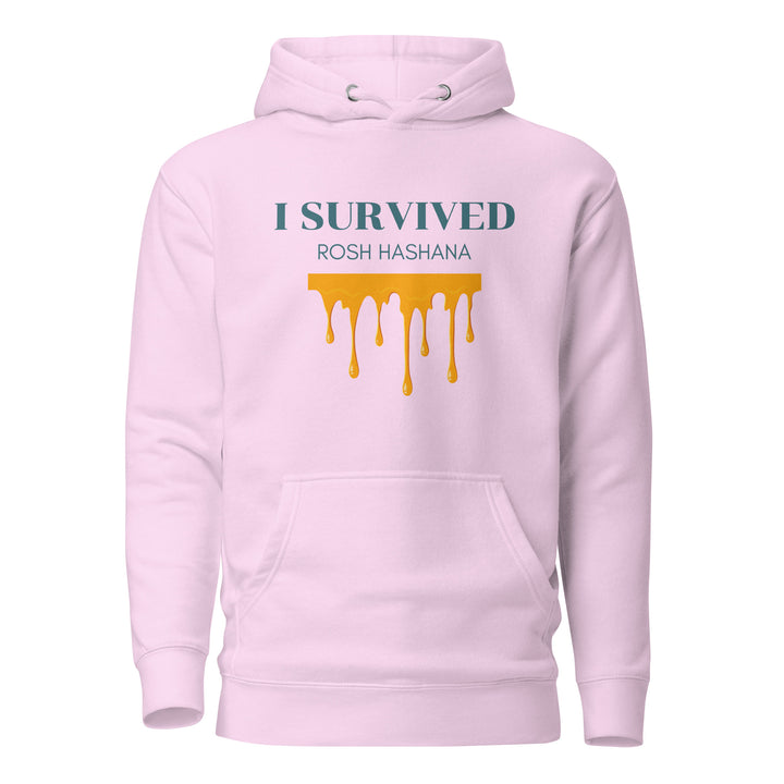 I Survived Rosh HaShana Jewish pride hoodie in Lavender - detail view