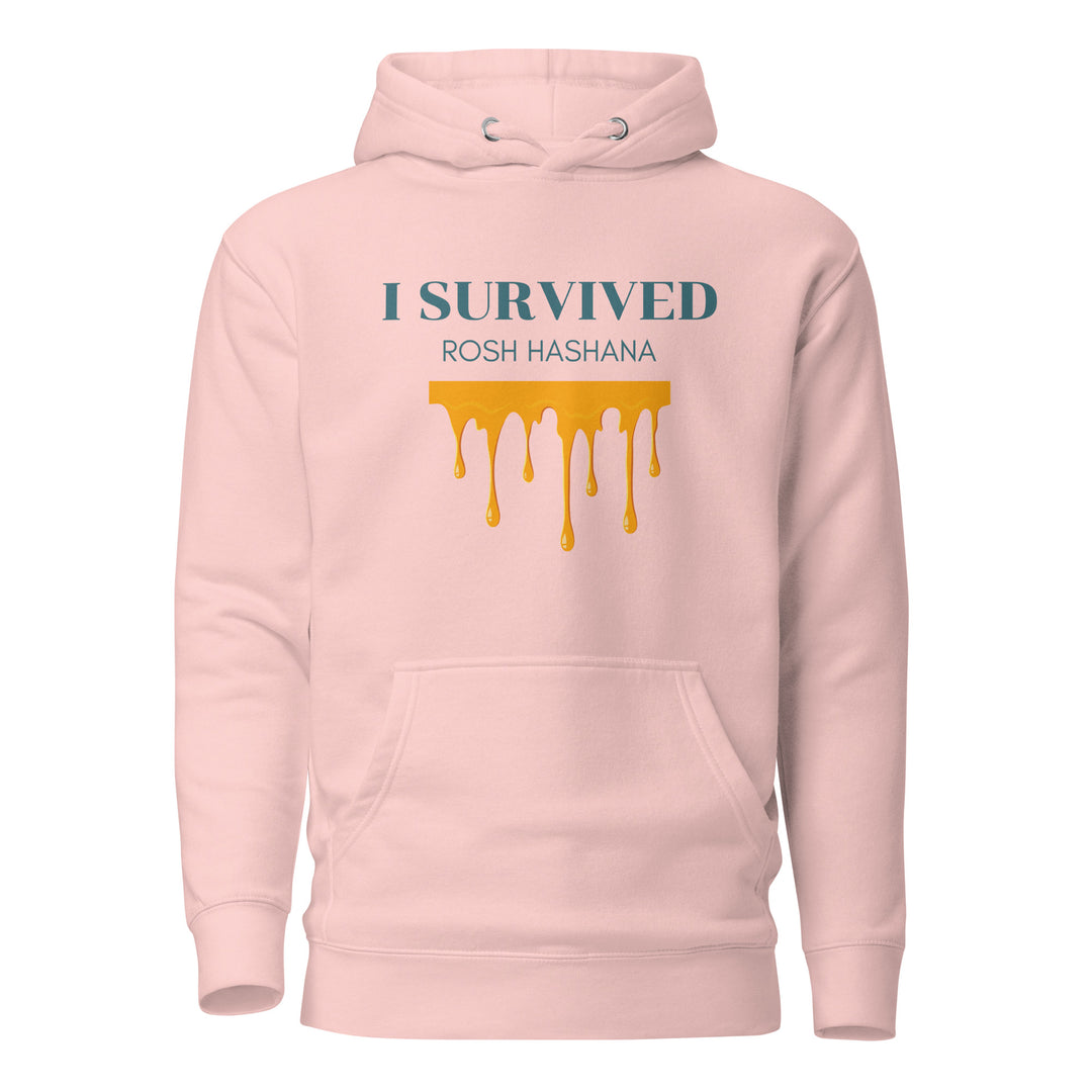 I Survived Rosh HaShana Jewish pride hoodie in Light Pink - back view