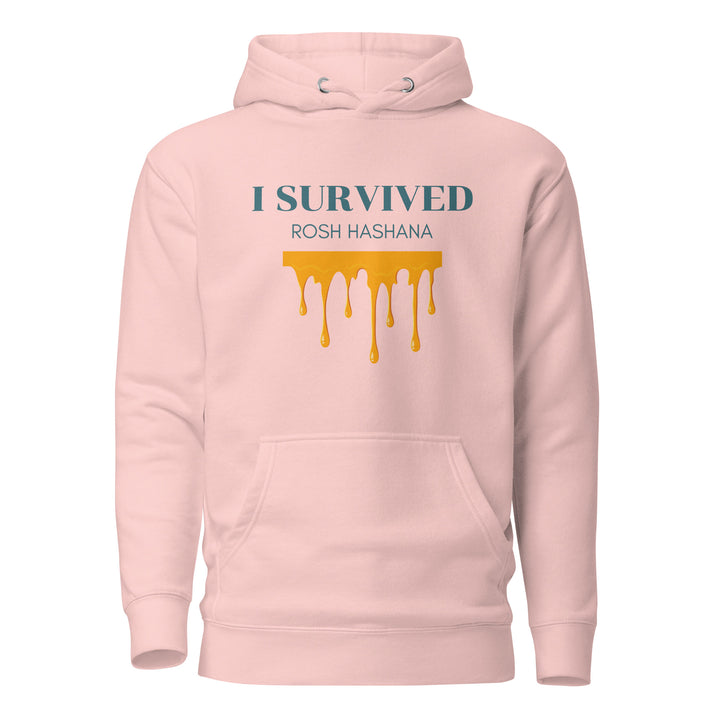 I Survived Rosh HaShana Jewish pride hoodie in Light Pink - back view