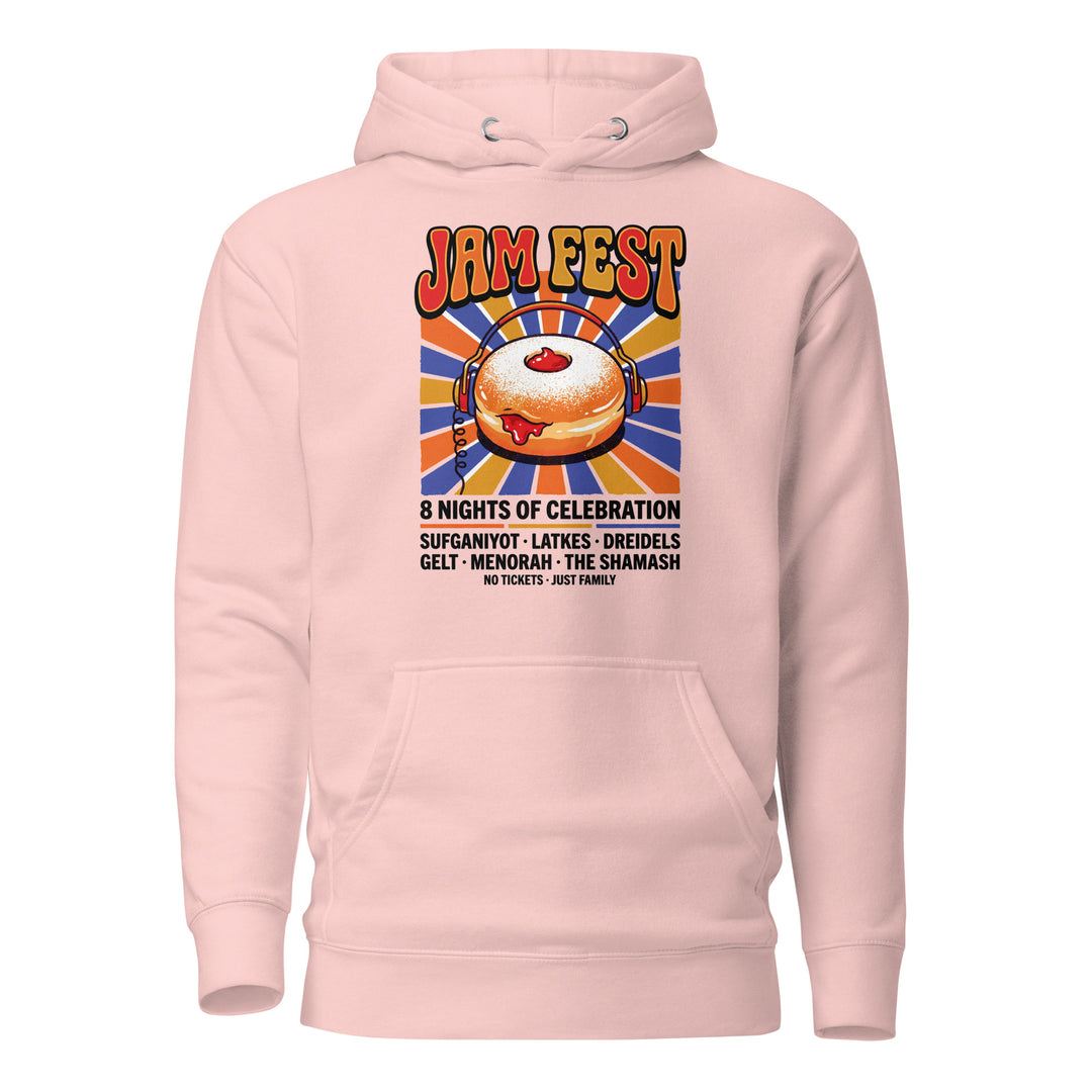 Jam Fest 8 Nights Jewish pride hoodie in Light Pink - back view