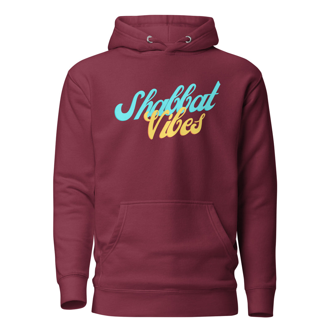 Shabbat Vibes Jewish pride hoodie in Maroon - back view