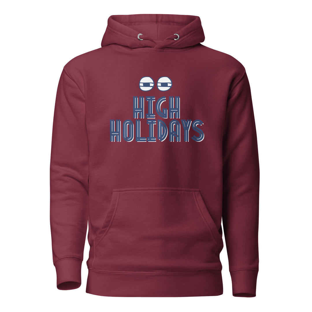 High Holidays Jewish pride hoodie in Maroon - close-up