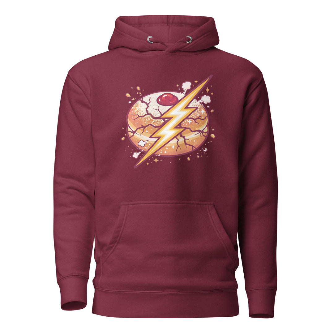 Sufganiyah Lightning Jewish pride hoodie in Maroon - back view