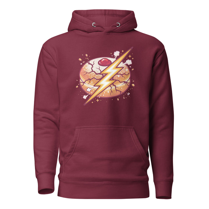 Sufganiyah Lightning Jewish pride hoodie in Maroon - back view