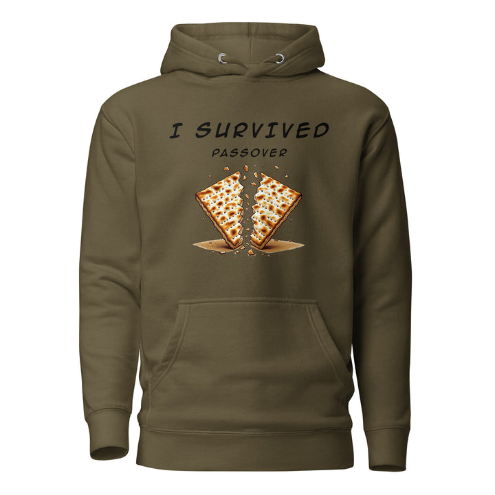 Passover Jewish pride hoodie in Military Green - back view