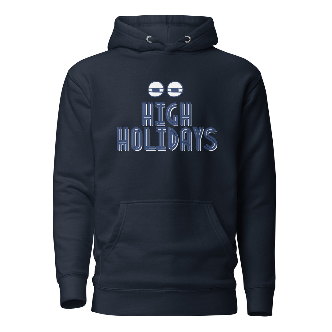 High Holidays Jewish pride hoodie in Navy Blazer - detail view