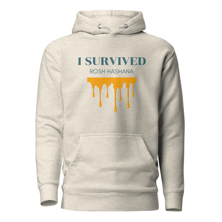 I Survived Rosh HaShana Jewish pride hoodie in Oatmeal Heather - flat lay
