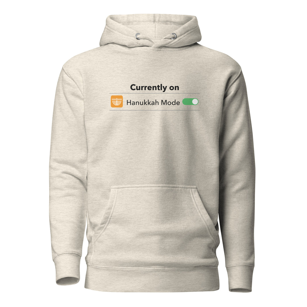 Hanukkah Mode Jewish pride hoodie in Oatmeal Heather - side view