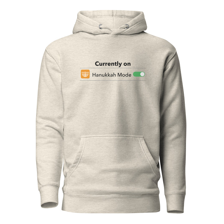 Hanukkah Mode Jewish pride hoodie in Oatmeal Heather - side view