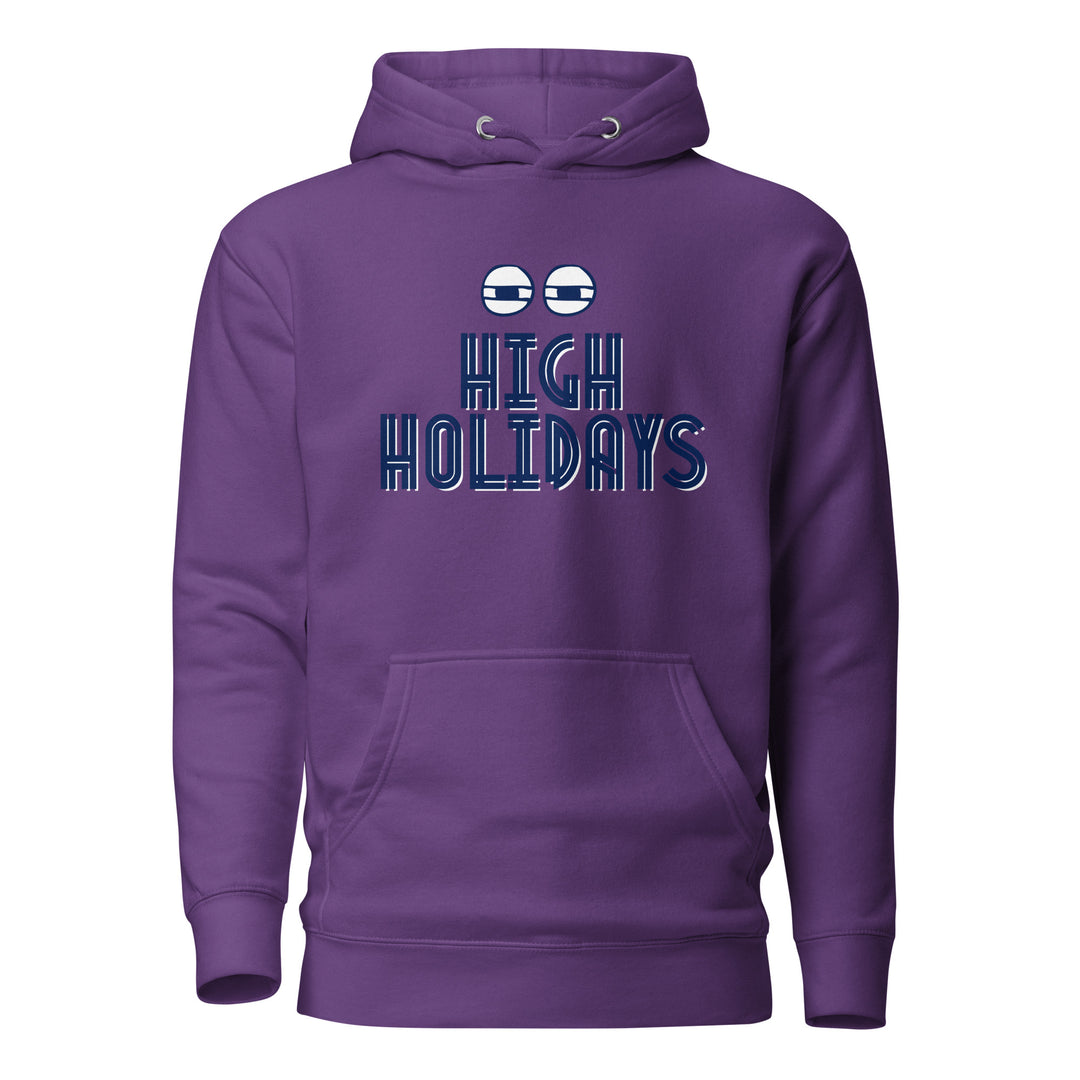 High Holidays Jewish pride hoodie in Purple - lifestyle shot