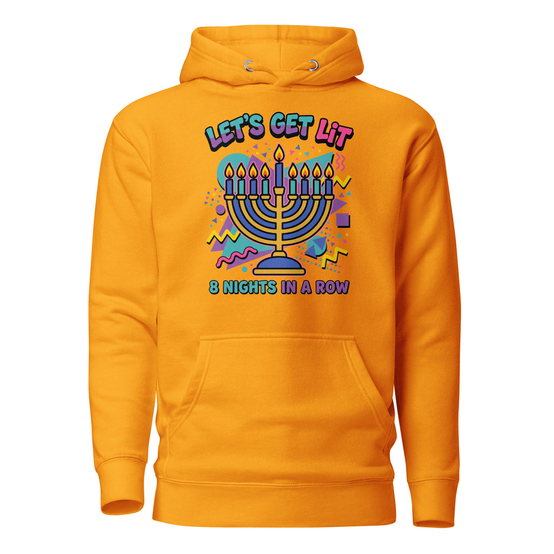 Lets Get Lit 90s Jewish pride hoodie in Team Gold - front view