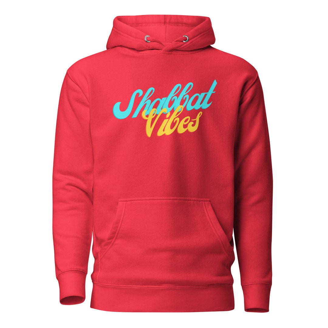 Shabbat Vibes Jewish pride hoodie in Team Red - side view