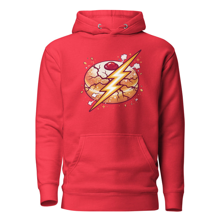 Sufganiyah Lightning Jewish pride hoodie in Team Red - lifestyle shot