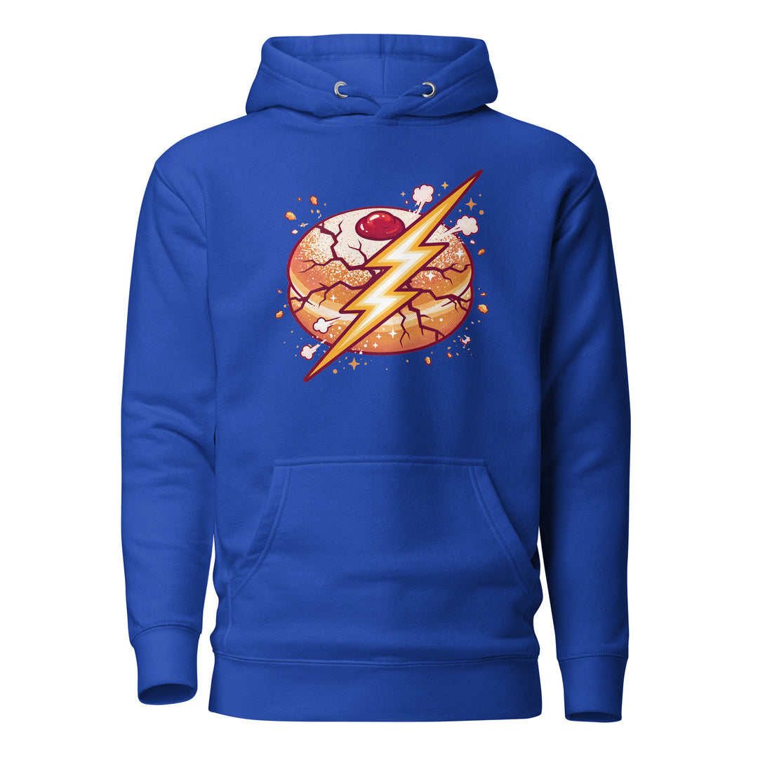 Sufganiyah Lightning Jewish pride hoodie in Team Royal - detail view