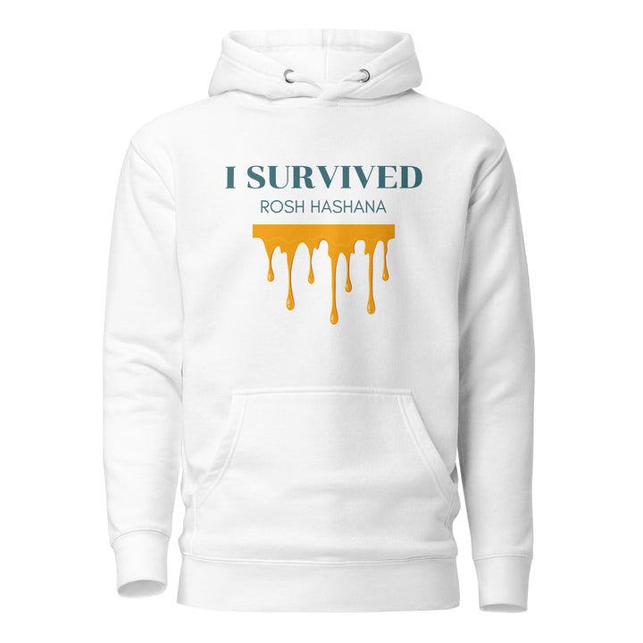 I Survived Rosh HaShana Jewish pride hoodie in White - lifestyle shot