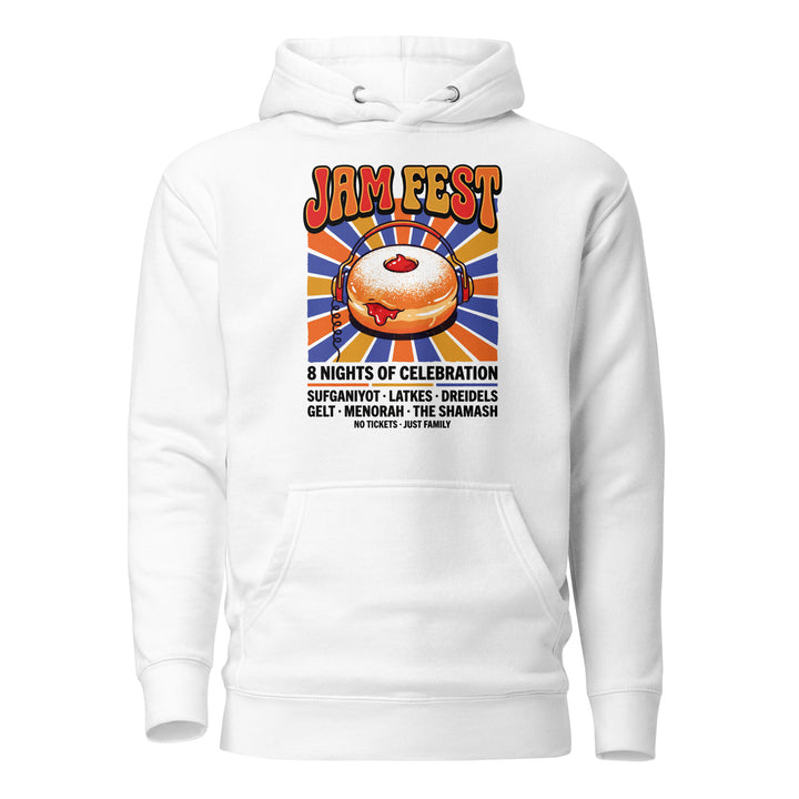 Jam Fest 8 Nights Jewish pride hoodie in White - side view